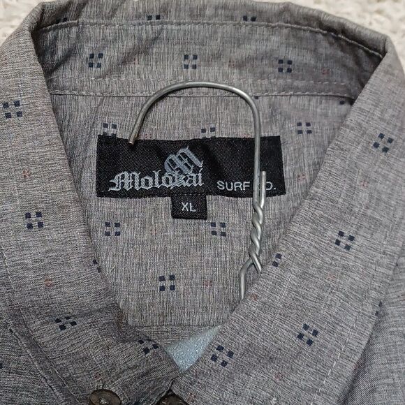 Molokai Surf Co Shirt Men's XL Grey Print Button Up Collared Surfing Beach - Picture 3 of 6